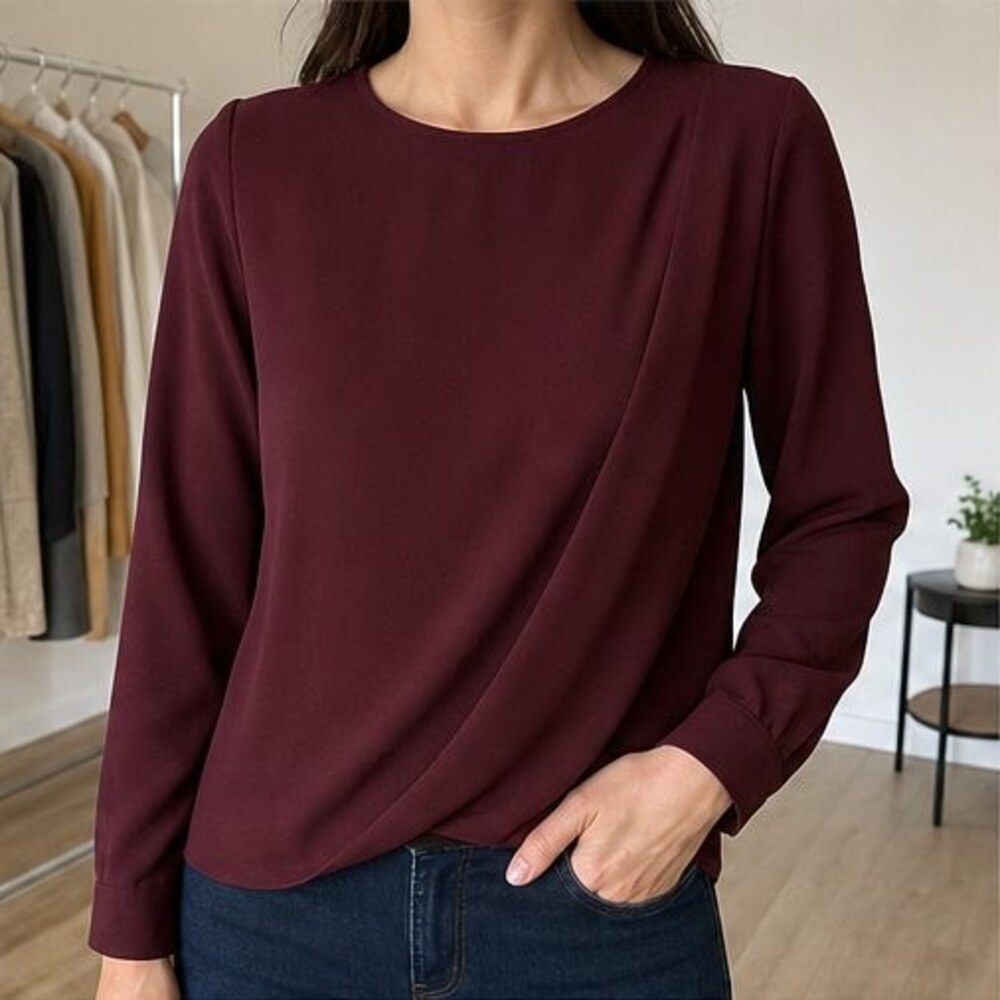 Burgundy Ruffle Blouse - Picture 2 of 6
